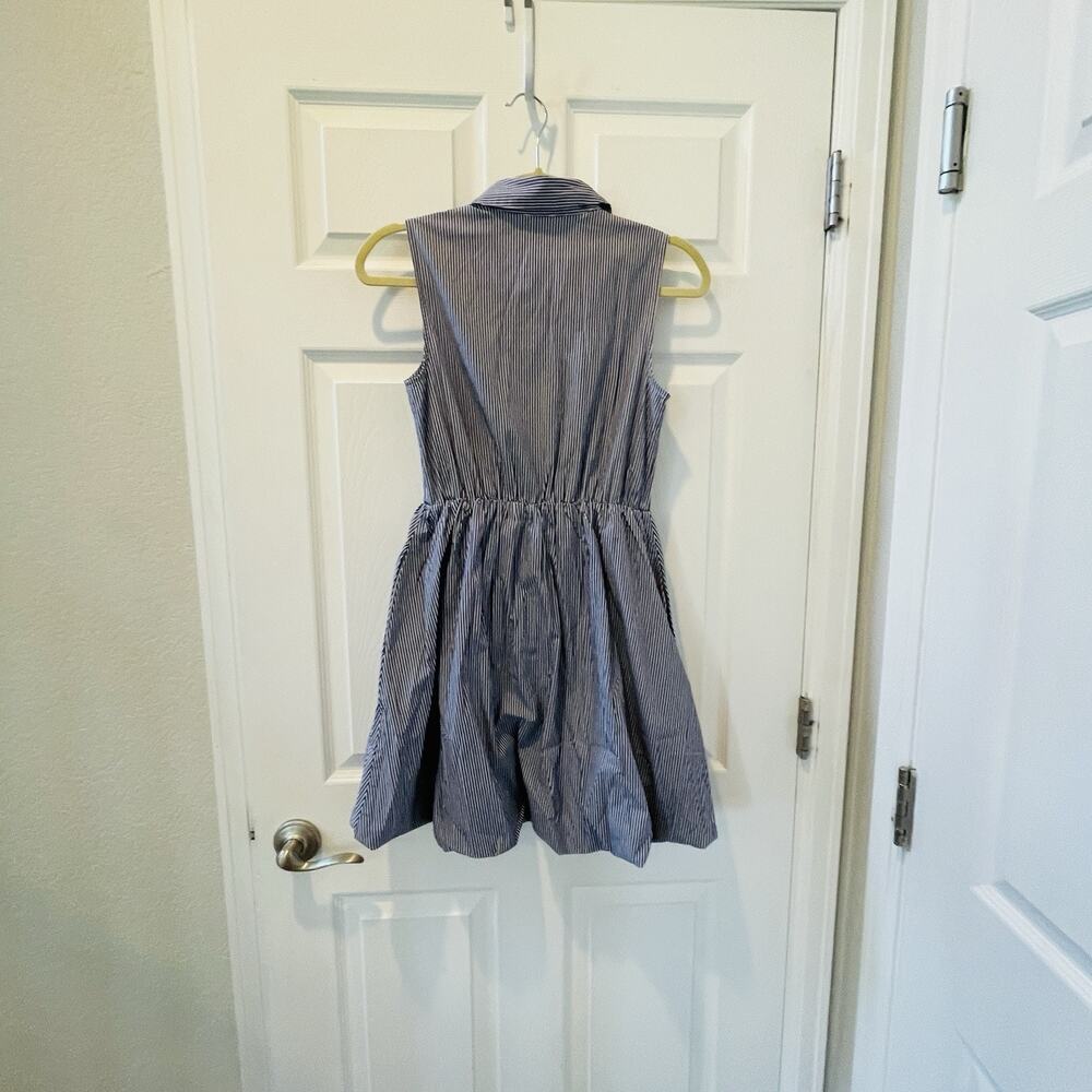 New! J.Crew Blue White Striped Button Down Bubble Hem Mini Dress Small/Med #75 - Picture 6 of 10